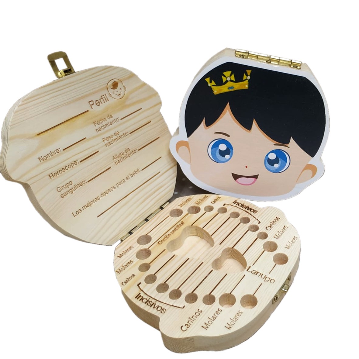 NASHRIO - Caja de dientes de bebé, organizador de recuerdos de madera para  niños, regalo para dientes de bebé, lindo recipiente de dientes para niños